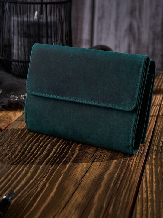 Small Leather Women's Wallet with RFID Green