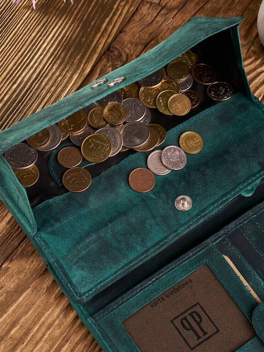 Large Leather Women's Wallet Classic with RFID Green