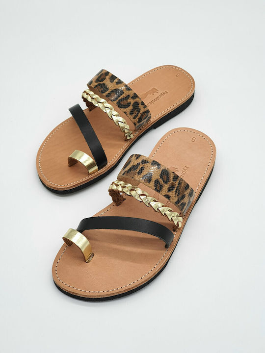 Leather Creations XK Leather Women's Flat Sandals in Gold Color