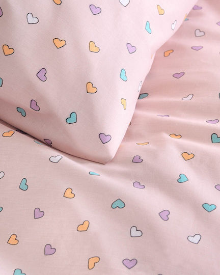 Rythmos Semi Double Set Tiny Heart Symbol Pink 160x260cm Rythmos Semi Double Set Tiny Heart Symbol Pink 160x260cm
