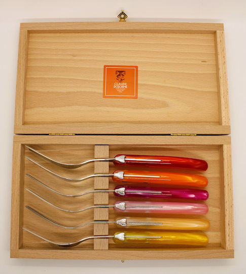 Claude Dozorme Laguiole Σετ Πιρούνια Φαγητού Ανοξείδωτα Rouge Orange 6τμχ