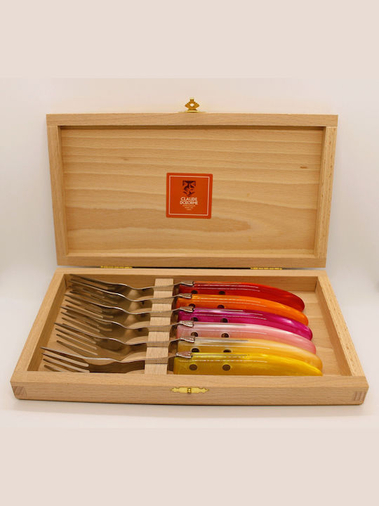 Claude Dozorme Laguiole Set de Furculițe Alimente Inoxidabile Rouge Orange 6buc
