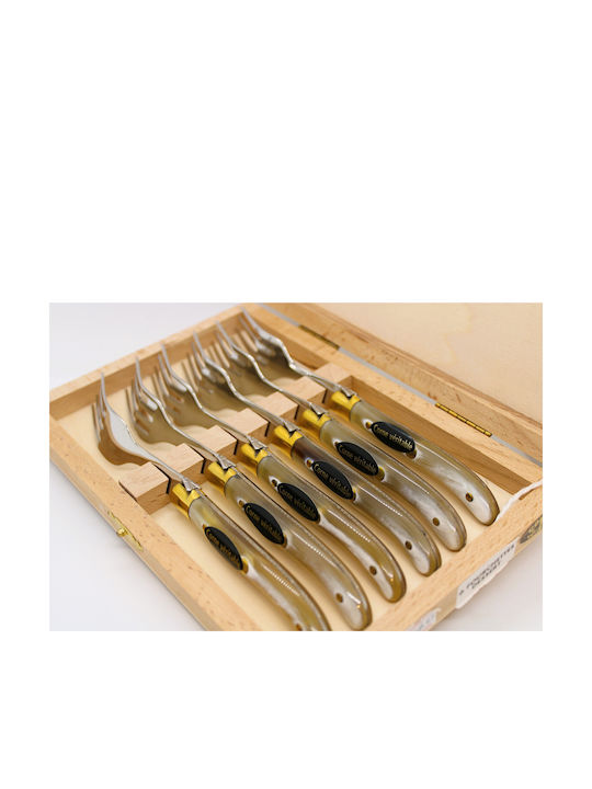 Claude Dozorme Laguiole Set de Furculițe Fructe/Desert Inoxidabile Beige 6buc