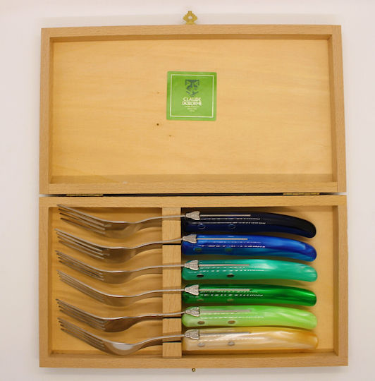 Claude Dozorme Laguiole Set de Furculițe Alimente Inoxidabile Blue Green 6buc
