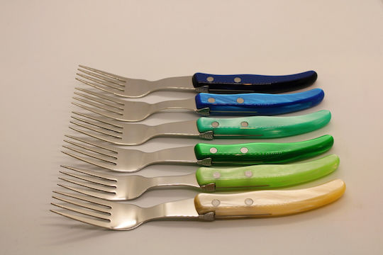 Claude Dozorme Laguiole Set de Furculițe Alimente Inoxidabile Blue Green 6buc
