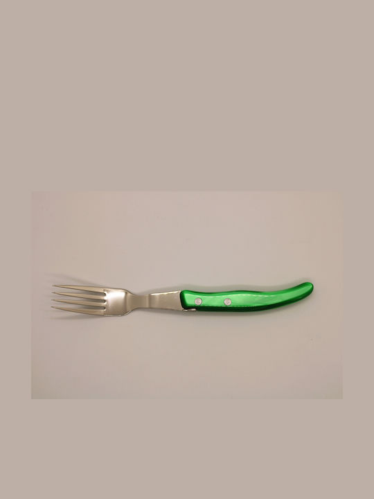 Claude Dozorme Inox Table Fork Set Blue Green Laguiole 6pcs