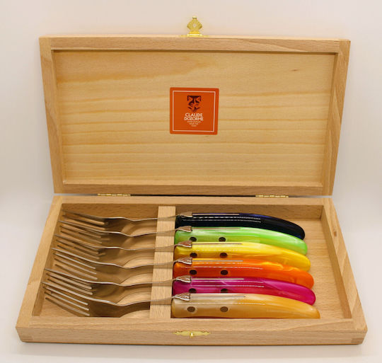 Claude Dozorme Inox Table Fork Set Arc En Ciel Laguiole 6pcs