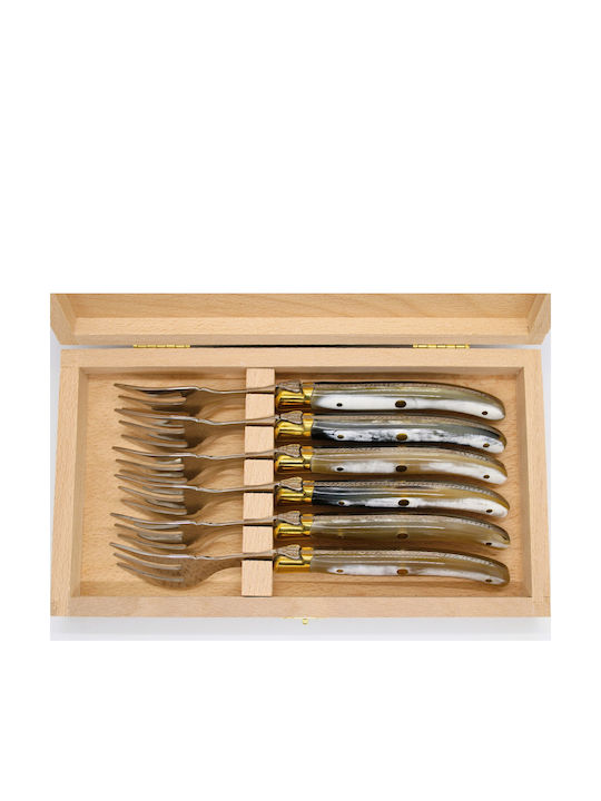 Claude Dozorme Laguiole Set Gabeln Tabelle Edelstahl Καφέ 6Stück