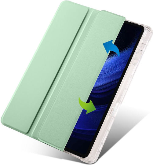 Xiaomi Pad 6s Pro 3-fold Clear Tpu Smart Leather Tablet Case Pen Slot Green