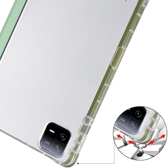 Xiaomi Pad 6s Pro 3-fold Clear Tpu Smart Leather Tablet Case Pen Slot Green