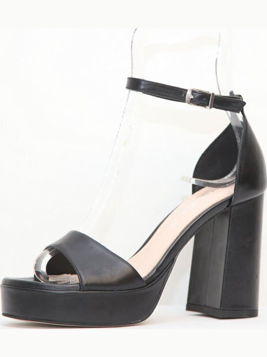 Makis Fardoulis 742-07 Women's High Heel Sandal Black Leather