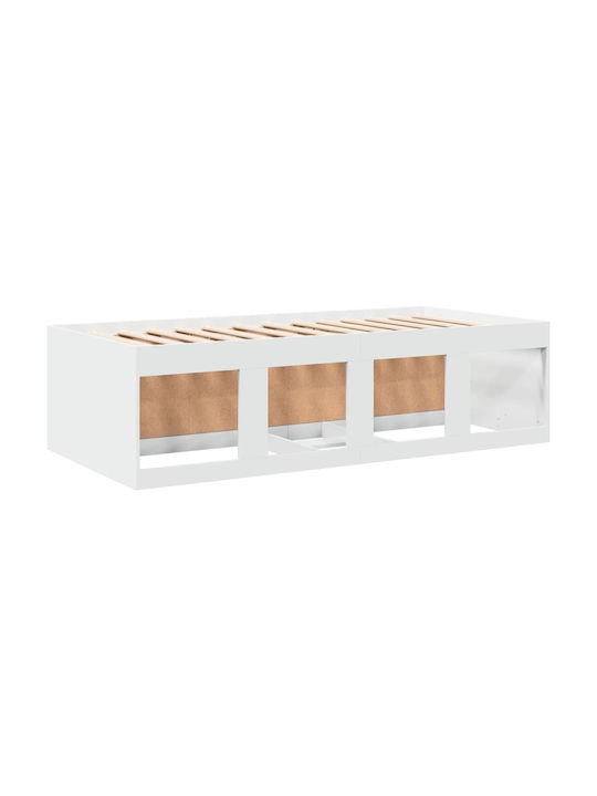 Kinderbett Bett Einzel Holz Weiß mit Lattenrost für Matratze 75x190cm