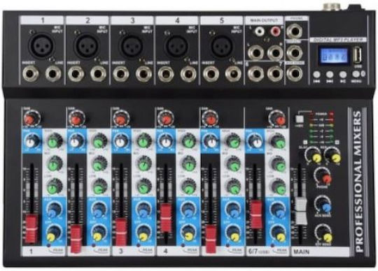 F7-MB 2215 Analog Console 7 Channels with Phantom Power & 5 XLR Inputs & Bluetooth