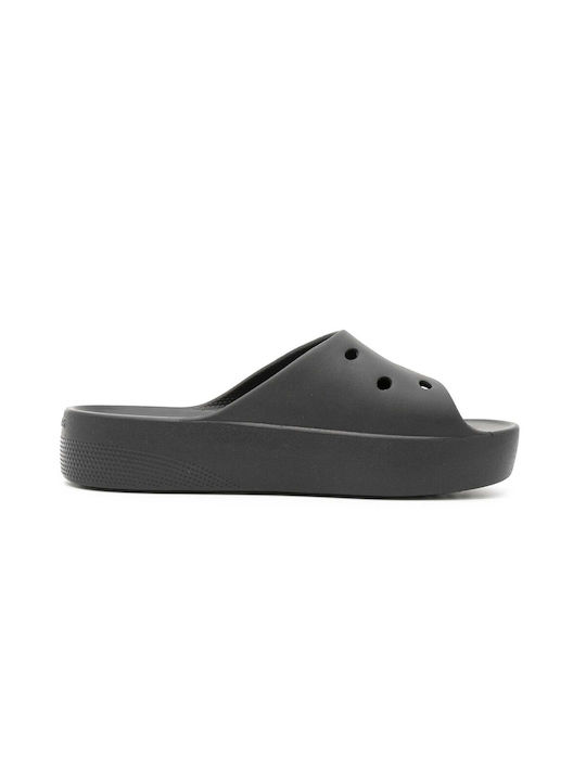 Crocs Classic Slides με Πλατφόρμα σε Μαύρο Χρώμα