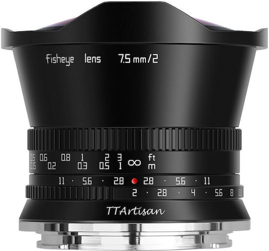 TTArtisan Crop Camera Lens 7.5mm F/2 Fisheye for Nikon Z Mount Black