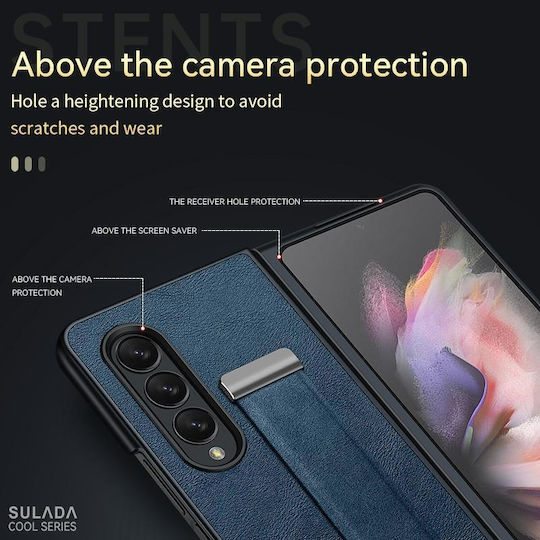 Samsung Galaxy Z Fold3 5g Sulada Cool Series Pc + Leather Texture Skin Feel Shockproof Phone Case Orange
