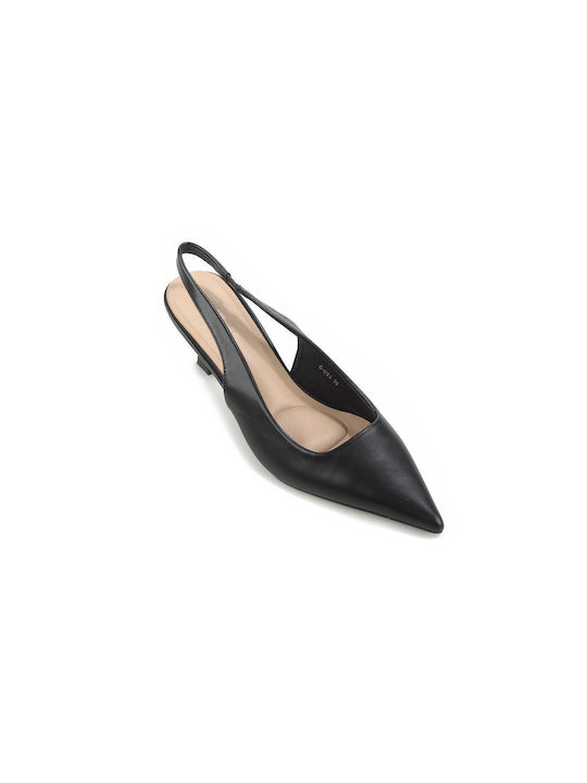 Fshoes Synthetic Leather Pointed Toe Black Medium Heels