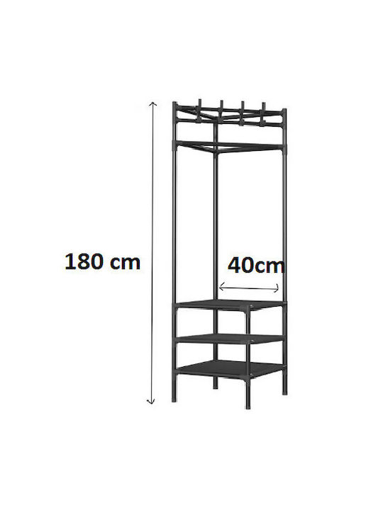 Floor Garment Rack made of Metal Black 185x40cm