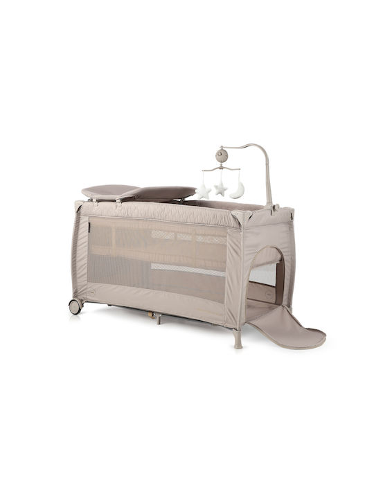 Chipolino Bella Laufstall 2 Ebenen mit Wickeltisch & Matratze Beige 120x60cm