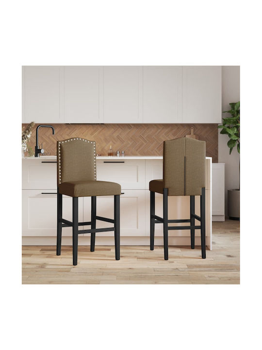 Stool Bar with Backrest Wooden Beige 2pcs