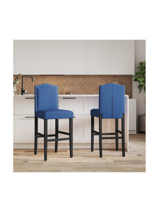 Stool Bar with Backrest Wooden Blue 2pcs