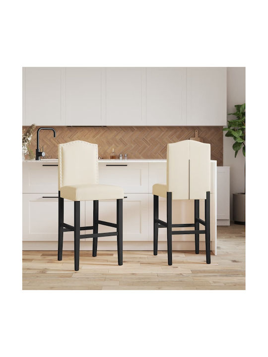 Stool Bar with Backrest Wooden Beige 2pcs