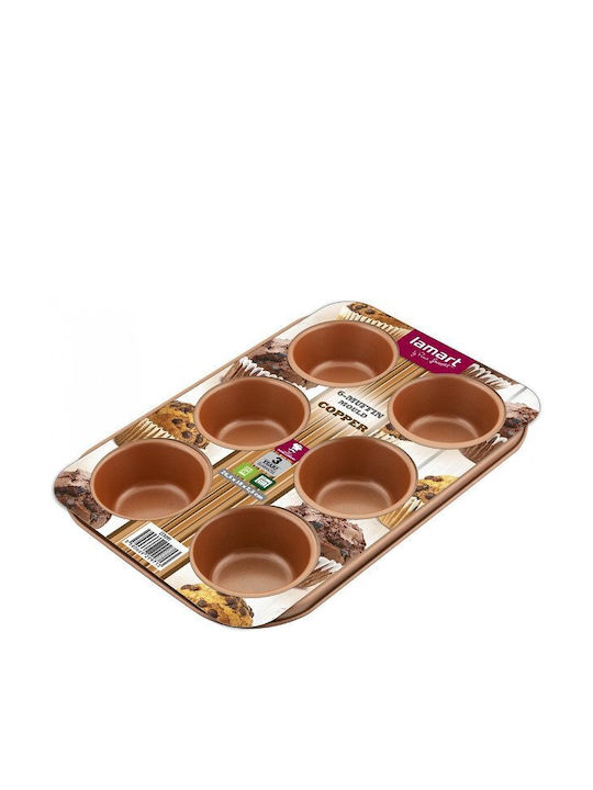 Lamart Φόρμα Ζαχαροπλαστικής για Cupcakes/Muffins από Αλουμίνιο 6 Θέσεων 26.5x18x2.5εκ.