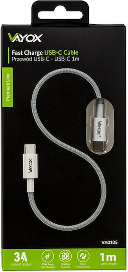 ikonka Cablu USB 2.0 USB-C Masculin - USB-C 65W PD Alb 1m KX4241