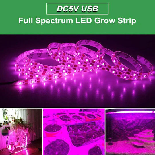 Ταινία LED USB 5V Ροζ Φως 3m Τύπου SMD3528 με Τροφοδοτικό