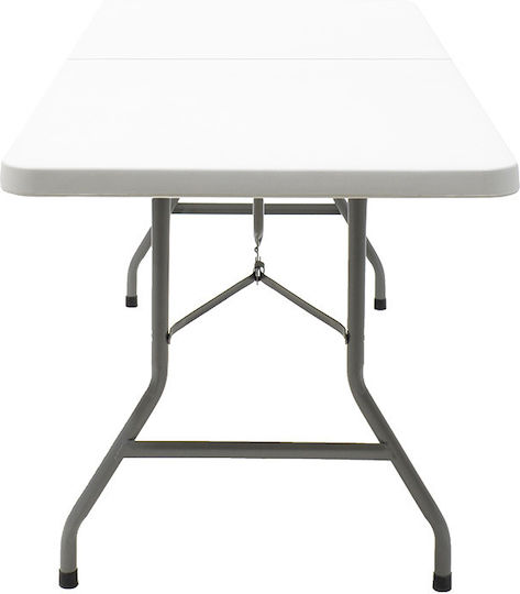 Rodeo Outdoor Dinner Foldable Table with Plastic Surface and Metal Frame White 240x76x74cm