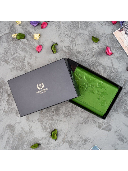 Large Leather Women's Wallet Classic with RFID Green