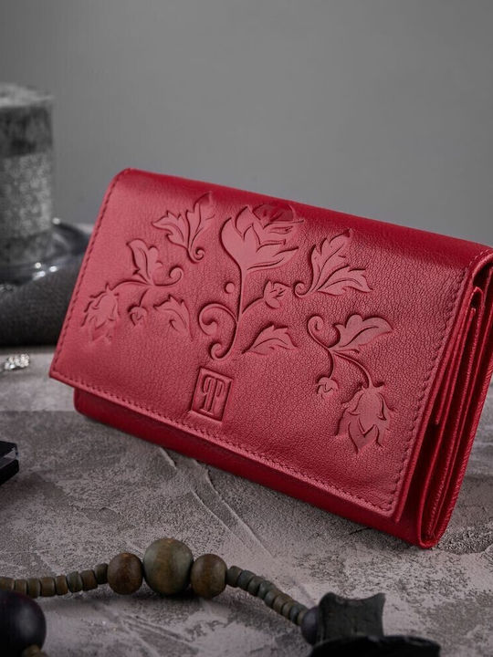 Large Leather Women's Wallet with RFID Red