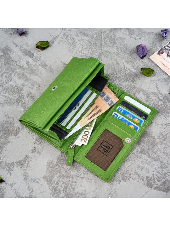 Large Leather Women's Wallet Classic with RFID Green