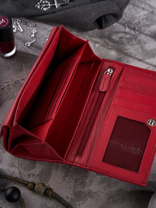 Large Leather Women's Wallet with RFID Red