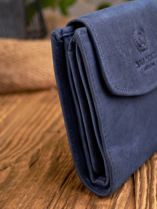 Klein Leder Damen Geldbörse Klassisch mit RFID Marineblau