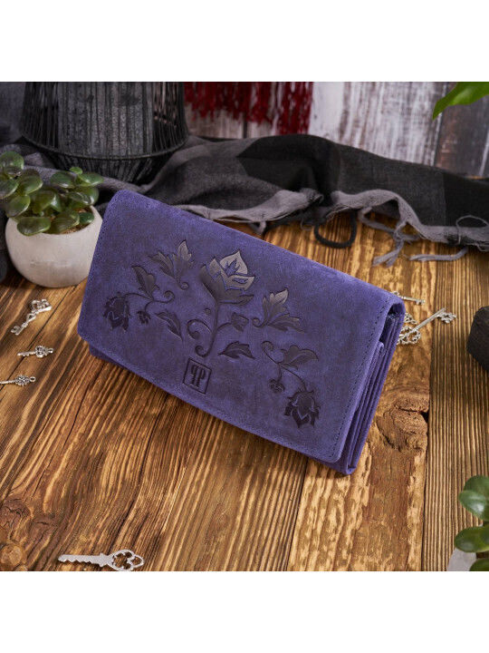 Leather Women's Wallet Classic Navy Blue