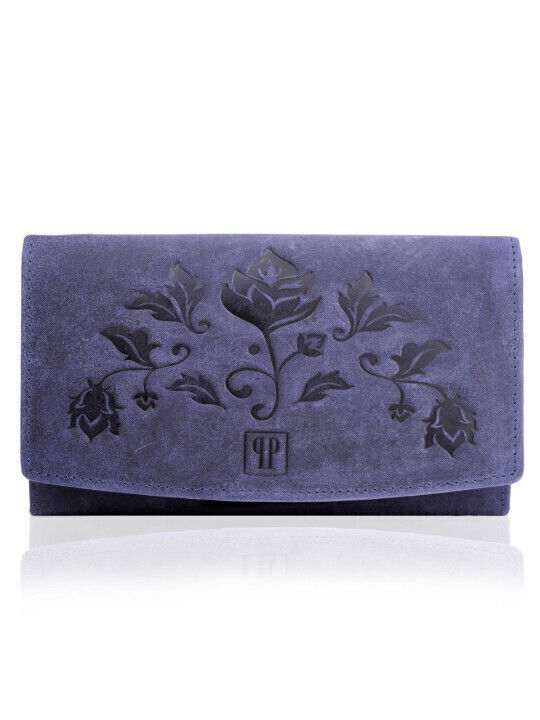 Leather Women's Wallet Classic Navy Blue