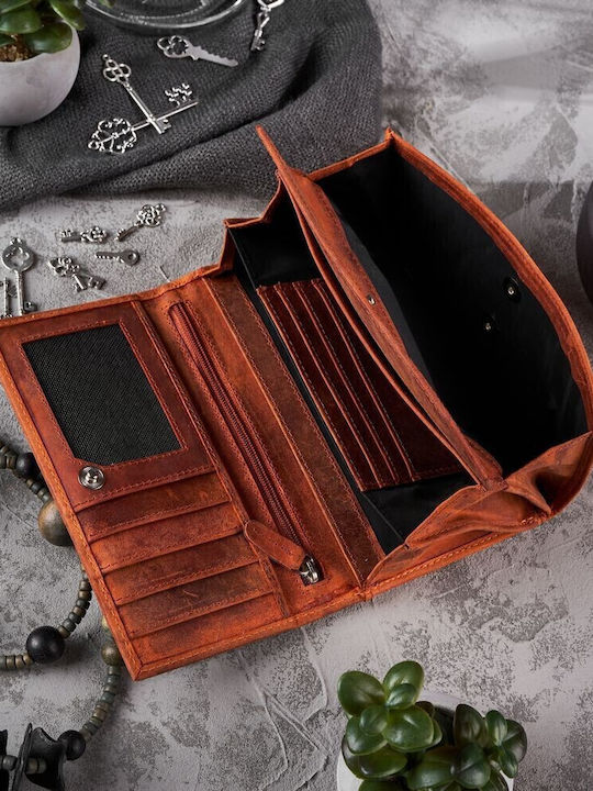 Leather Women's Wallet Classic with RFID Orange