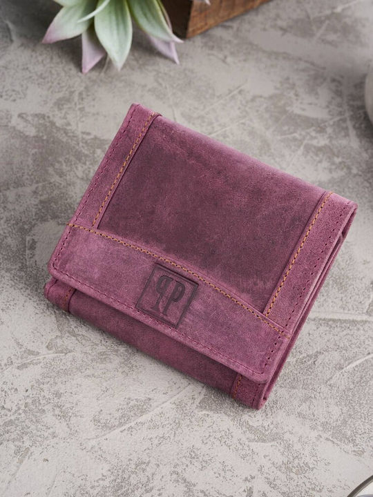 Klein Leder Damen Geldbörse Klassisch mit RFID Rosa