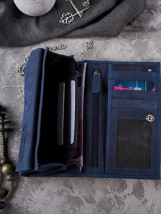 Large Women's Wallet Classic with RFID Navy Blue