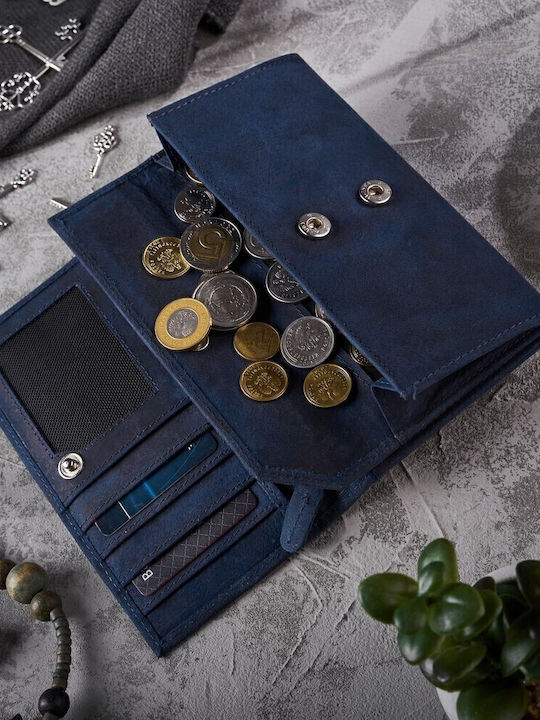 Large Women's Wallet Classic with RFID Navy Blue