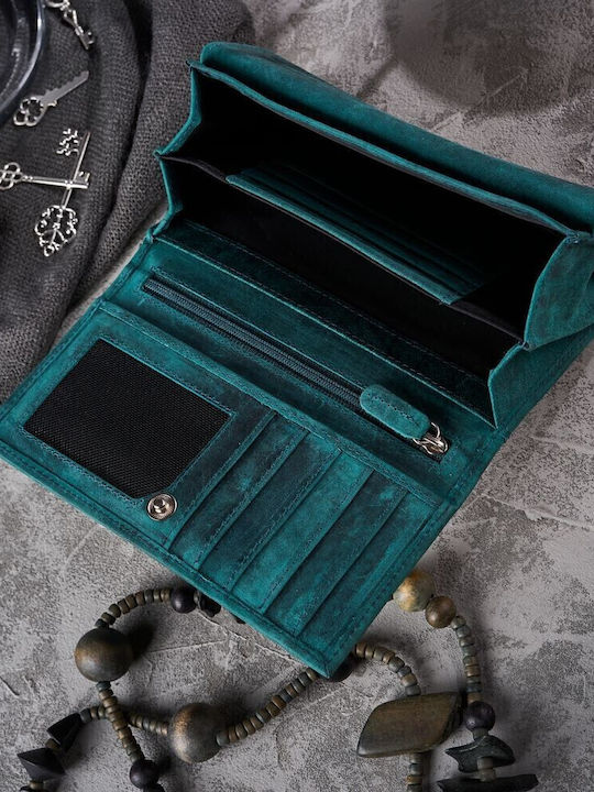 Large Leather Women's Wallet Classic with RFID Green