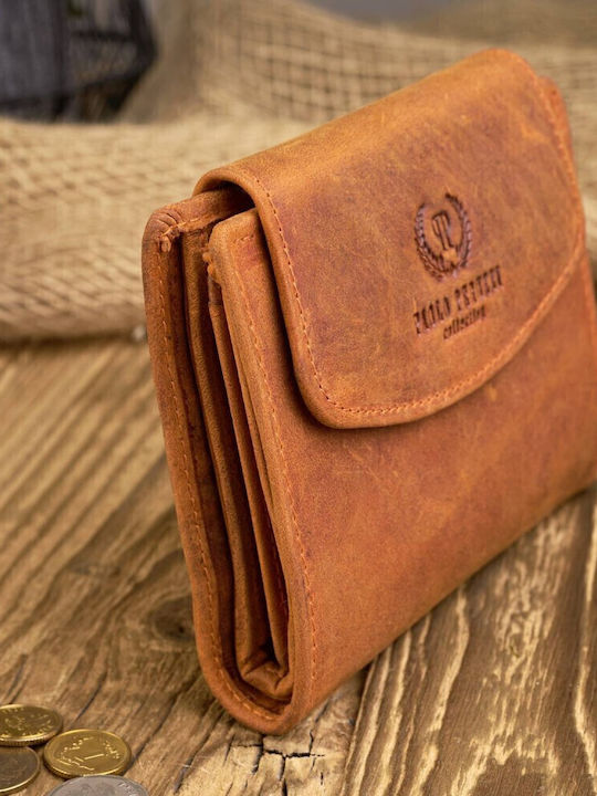 Small Leather Women's Wallet Classic with RFID Orange