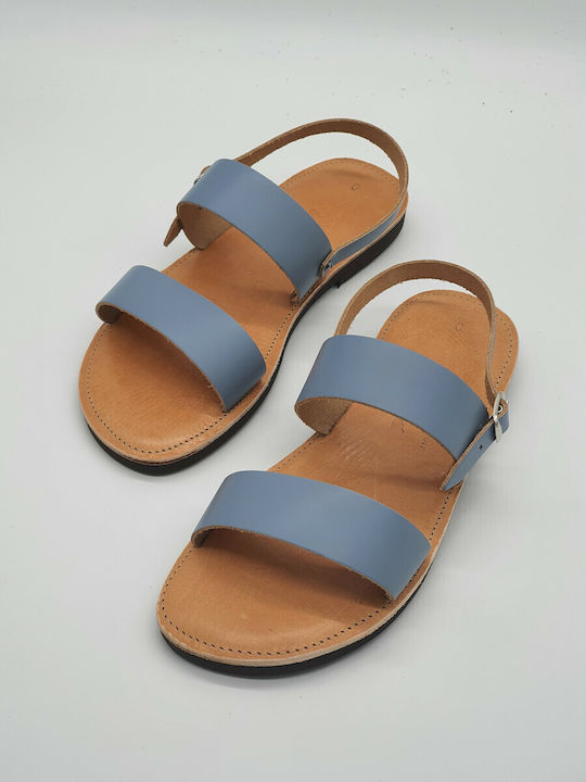 Kypraiosleather Handmade Leather Women's Sandals Light Blue