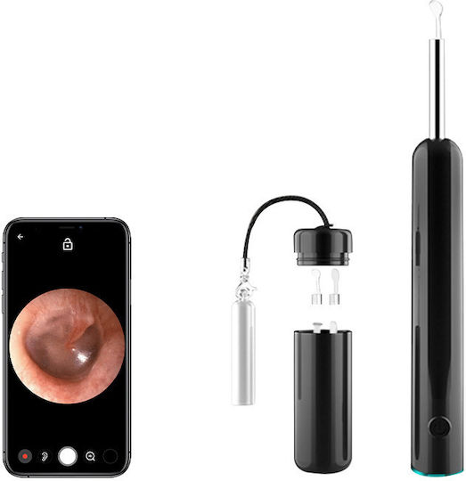 Endoscop inteligent de curățare a urechilor 5mp Full Hd Camera Led Lumina Wi-fi Accesorii incluse Kit de încărcare 350 Mah Baterie impermeabilă Ip67 negru