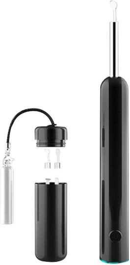 Endoscop inteligent de curățare a urechilor 5mp Full Hd Camera Led Lumina Wi-fi Accesorii incluse Kit de încărcare 350 Mah Baterie impermeabilă Ip67 negru