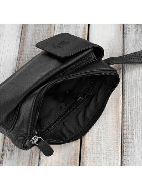 Leder Herrentasche Handtasche Schwarz