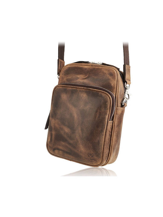 Paolo Peruzzi Leather Men's Bag Shoulder / Crossbody Brown