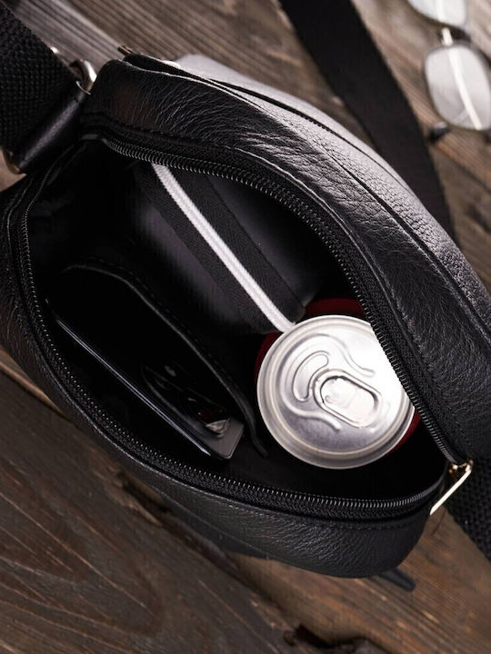 Leder Herrentasche Schulter / Crossbody Schwarz