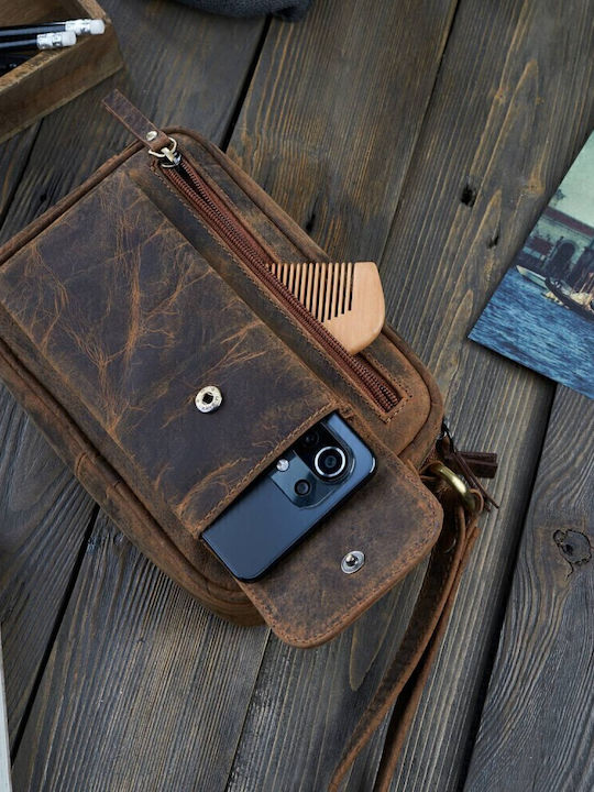 Leather Men's Bag Handbag Brown